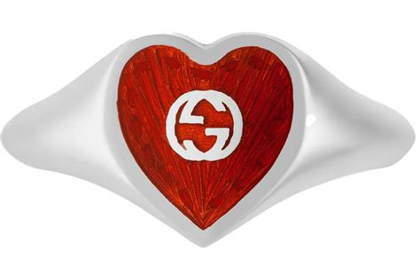 gucci ring with interlocking g enamel heart|gucci logo ring.